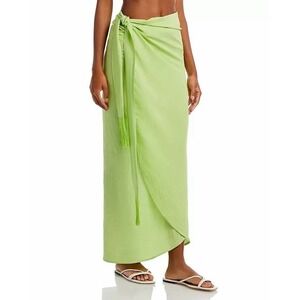 Jonathan Simkhai L66815 Womens Lime Makai Tassel Tie Sarong Swim Cover-Up 1 Size